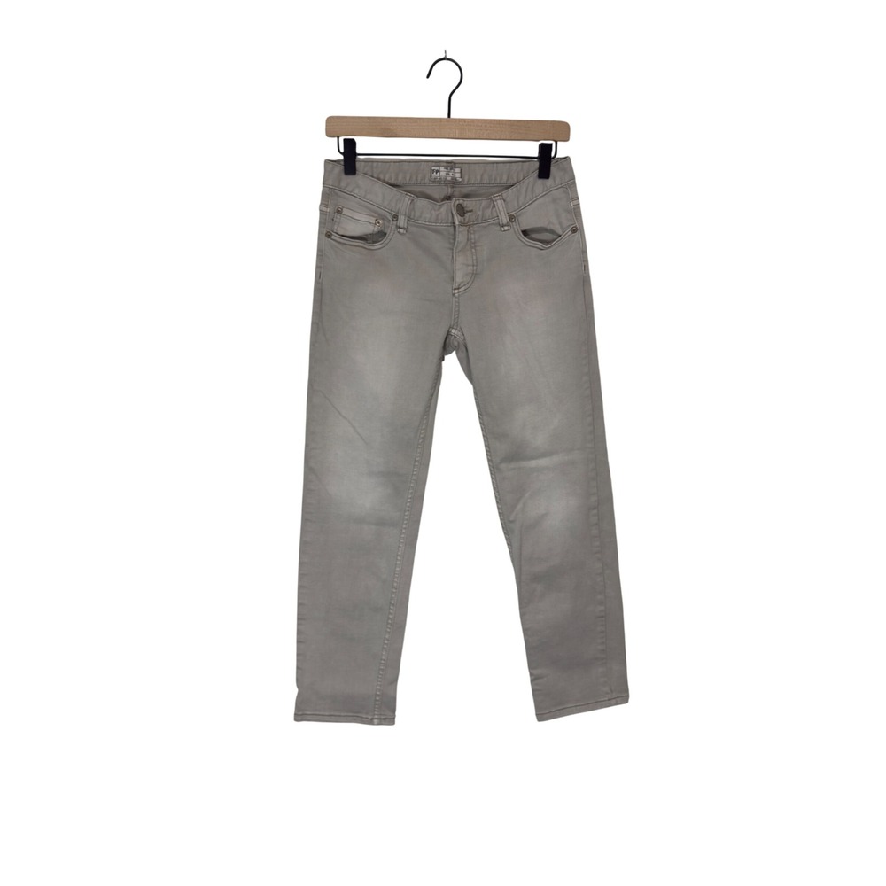 Free People Low Rise Skinny Jeans Gray Wash Cropped Denim Size 31 Boho Casual